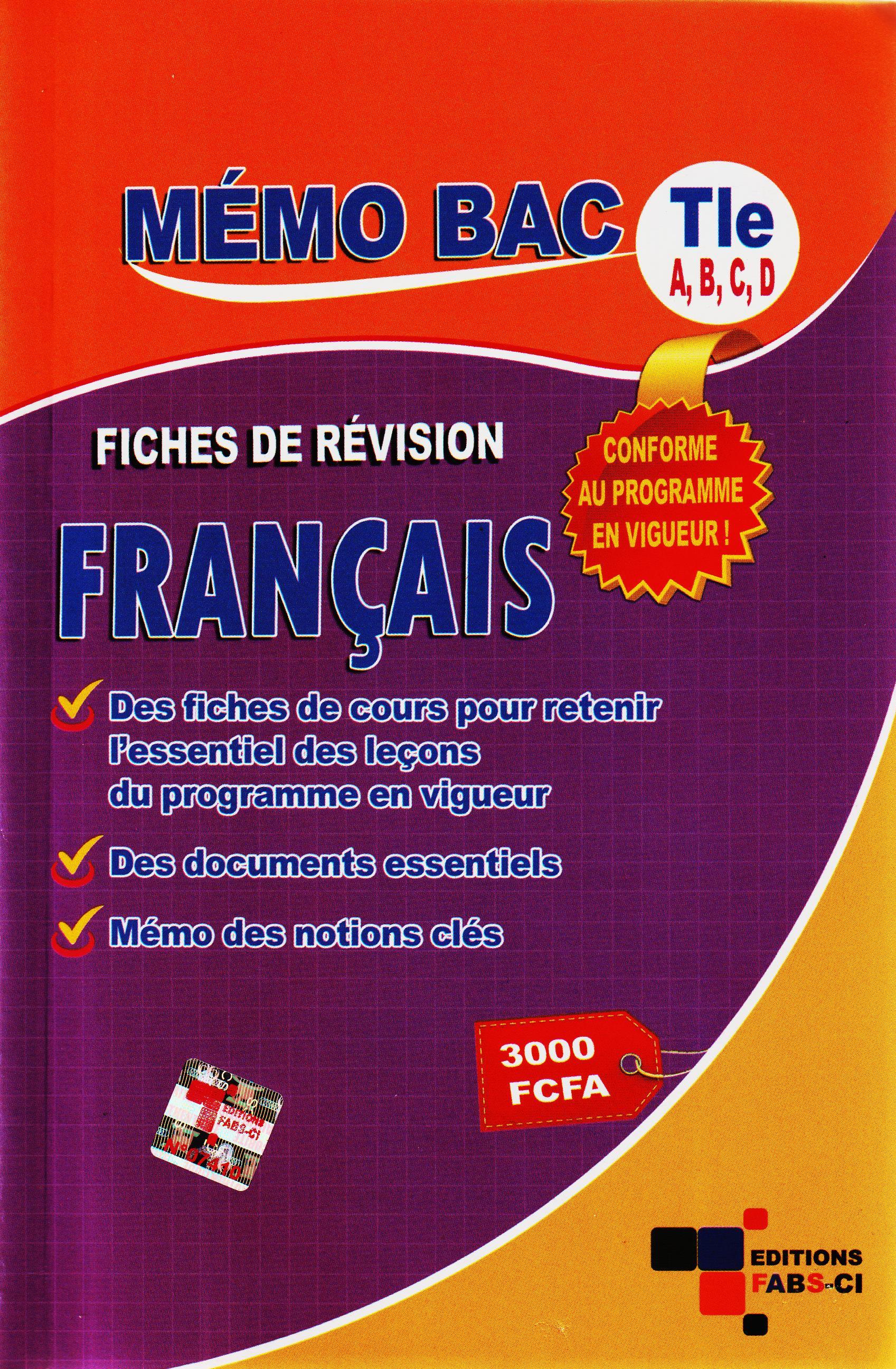 MEMO FRANCAIS BAC TLE A, B, C, D FABS